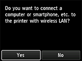 Bildschirm „Drahtlose LAN-Verbindung“: Computer oder Smartphone usw. über drahtloses LAN an den Drucker anschließen